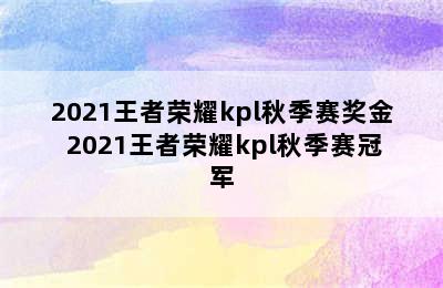 2021王者荣耀kpl秋季赛奖金 2021王者荣耀kpl秋季赛冠军